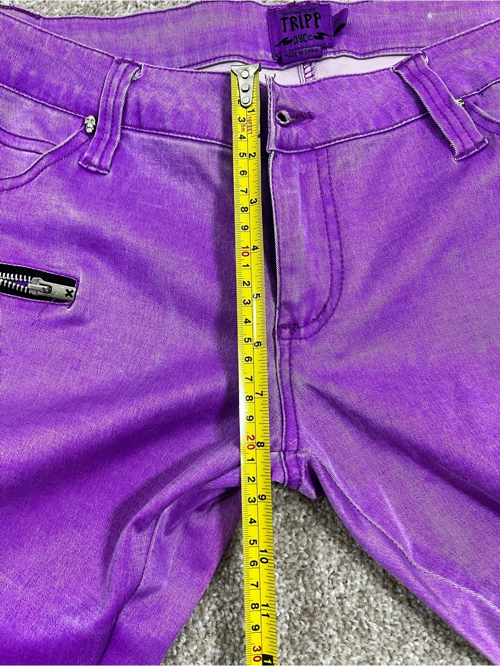 Tripp NYC Purple Coated  Skinny Jeans with Zip Pocket Accent Size 15 - Picture 13 of 16